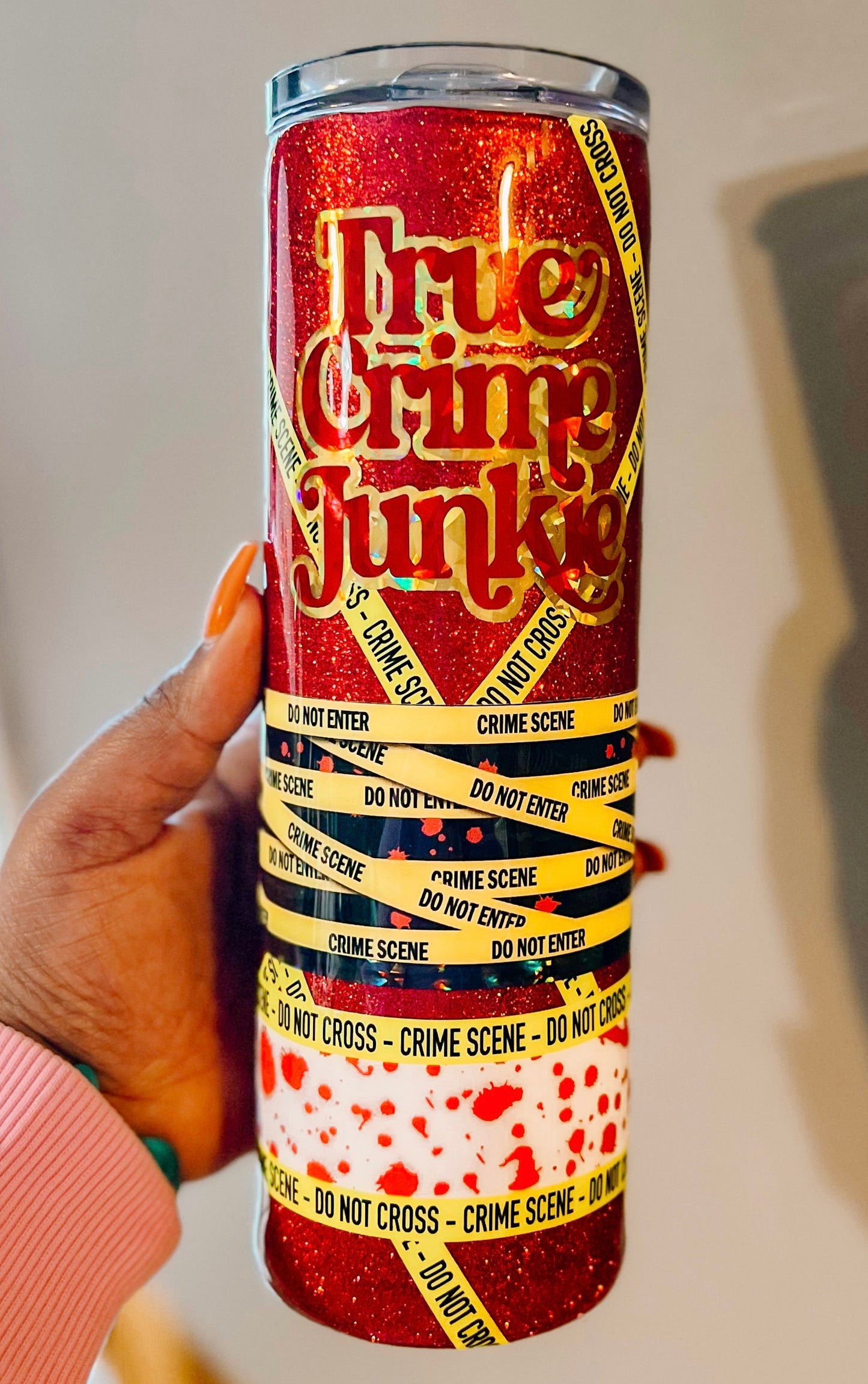 True Crime Junkie glittered tumbler (30oz)