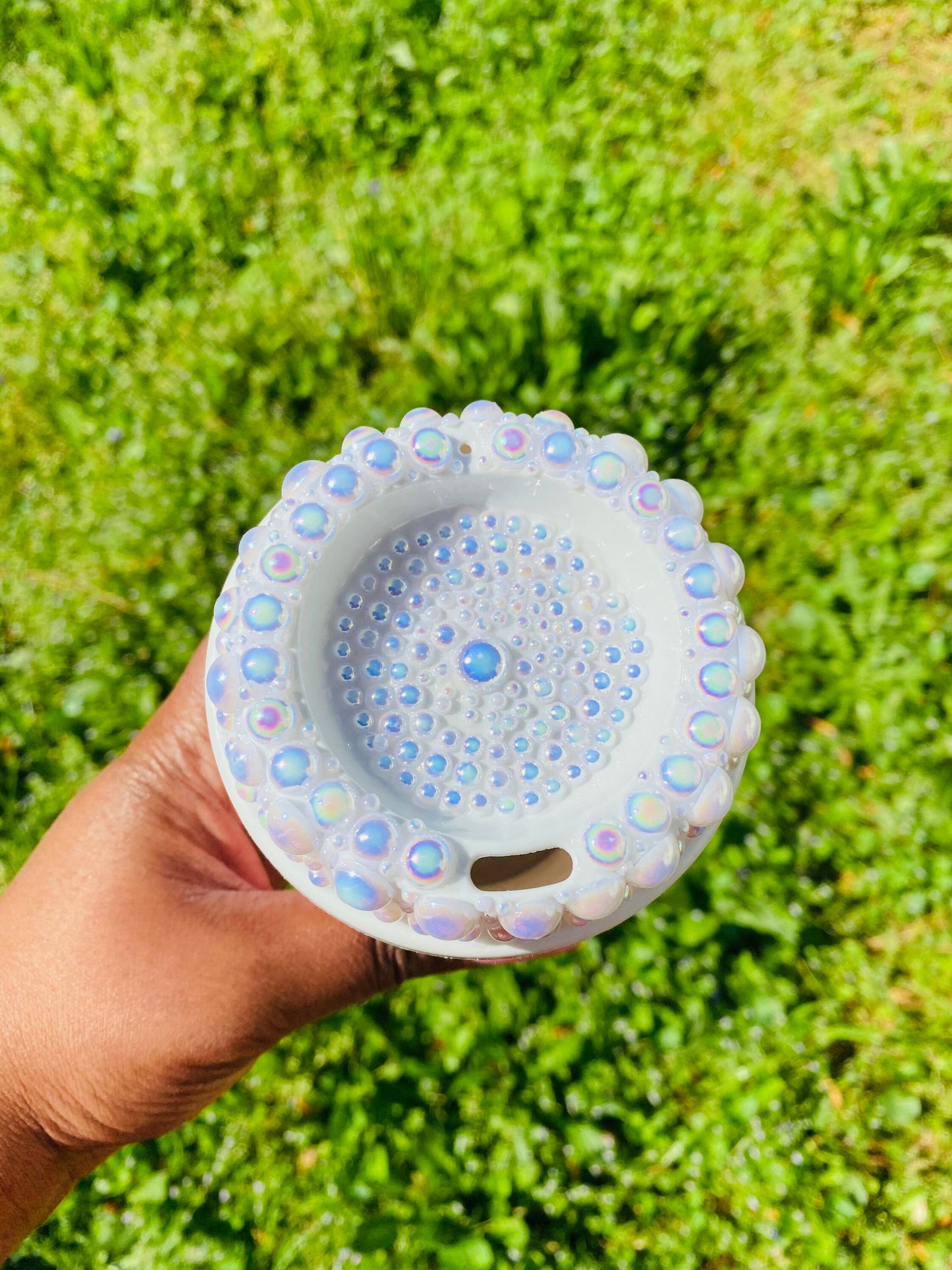 Custom hand pearled Starbucks hot cup bedazzled