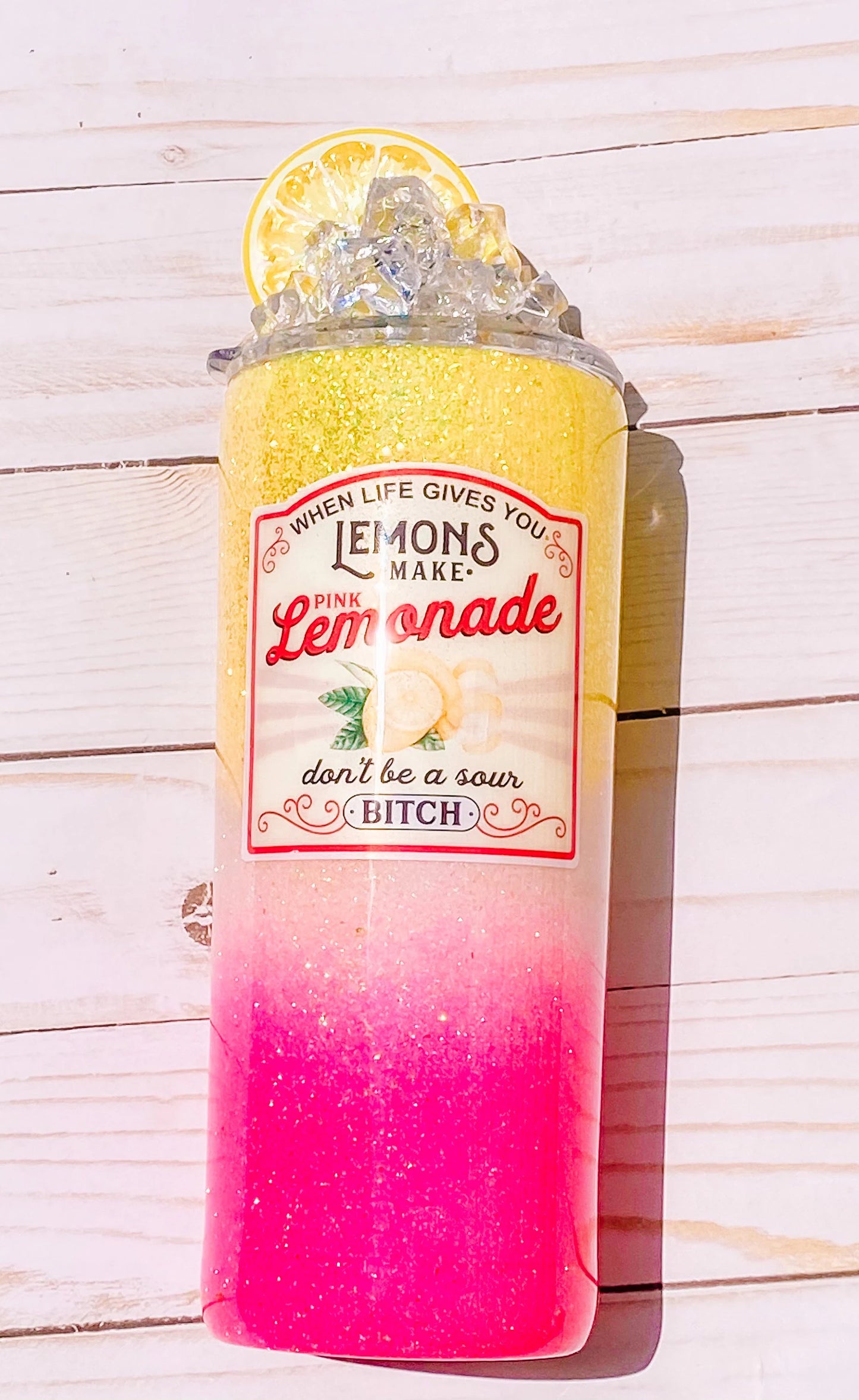 3D Pink Lemonade glitter tumbler + stainless steel + lemonade + resin tumbler