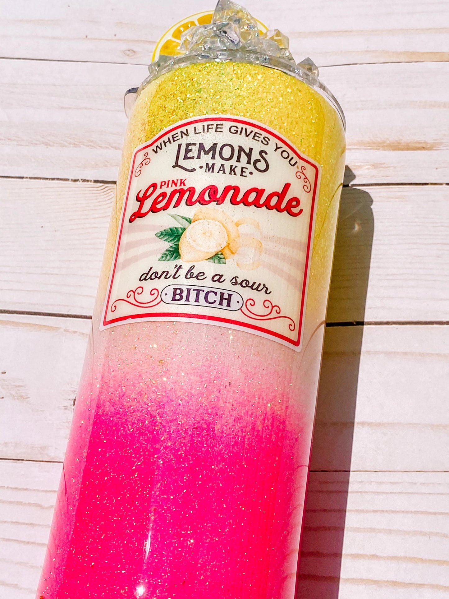 3D Pink Lemonade glitter tumbler + stainless steel + lemonade + resin tumbler