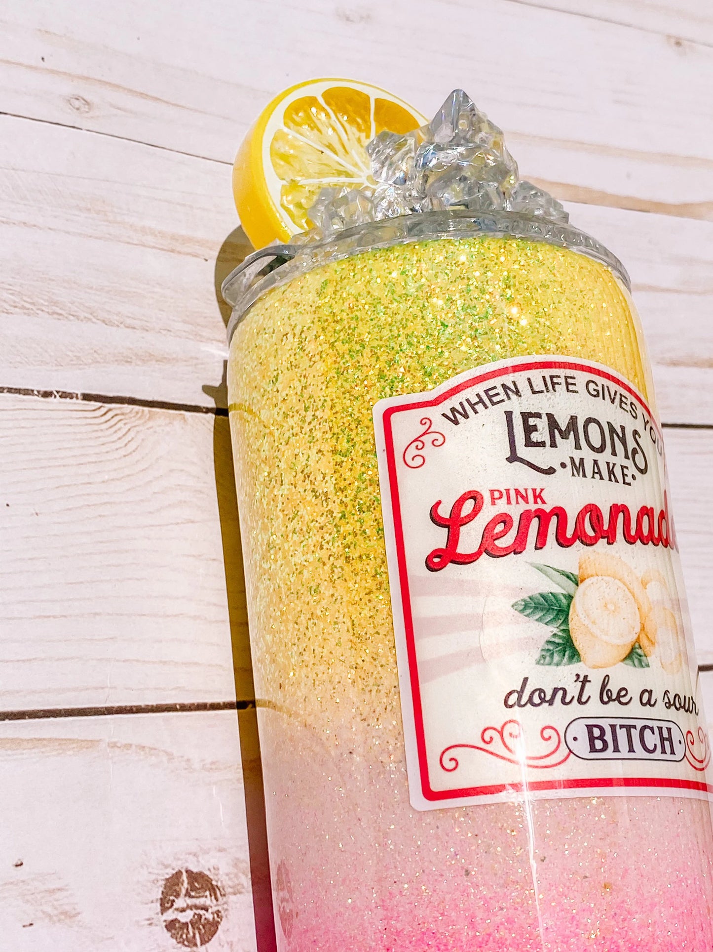 3D Pink Lemonade glitter tumbler + stainless steel + lemonade + resin tumbler