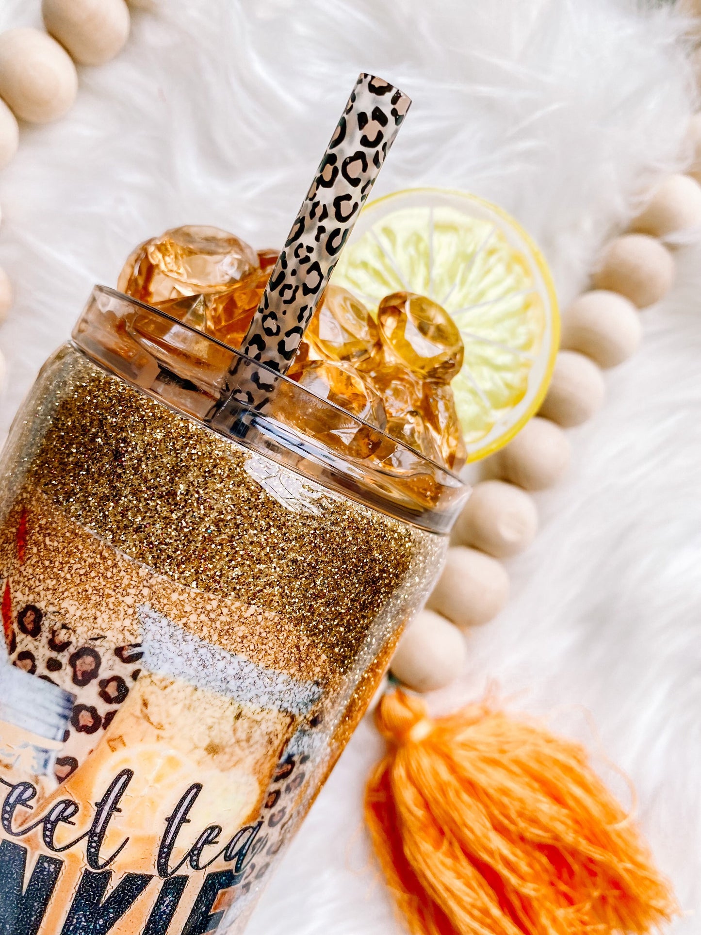 3D Sweet tea Junkie glitter tumbler + stainless steel + lemonade + resin tumbler