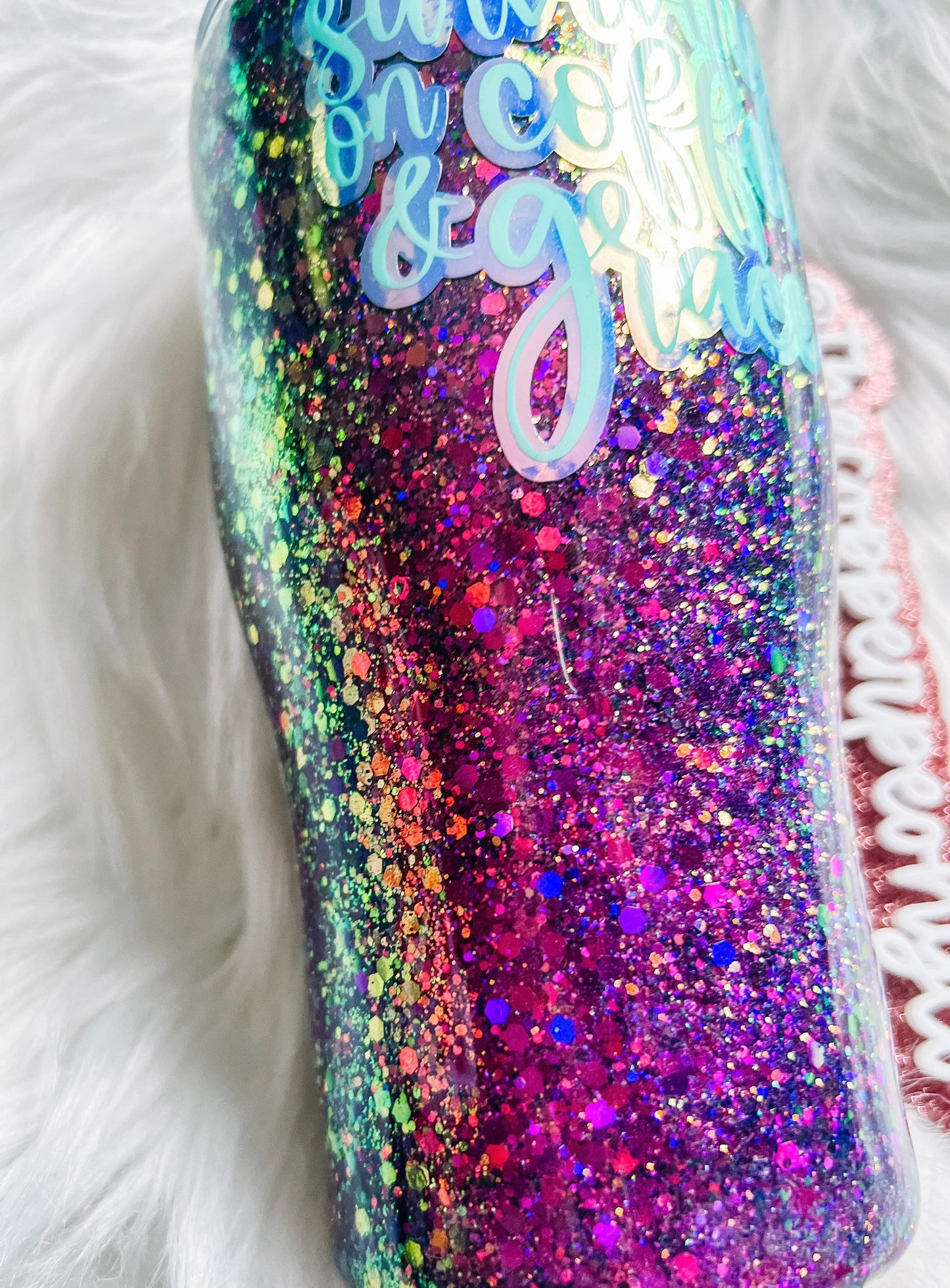 Surviving on coffee and grace| faith tumbler | Glitter tumbler
