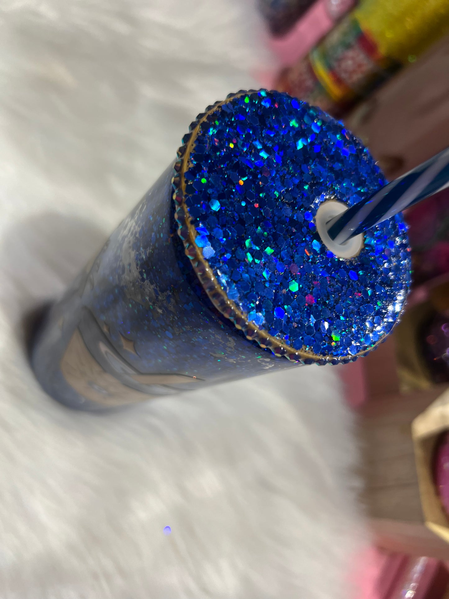 Evil eye glitter globe tumbler