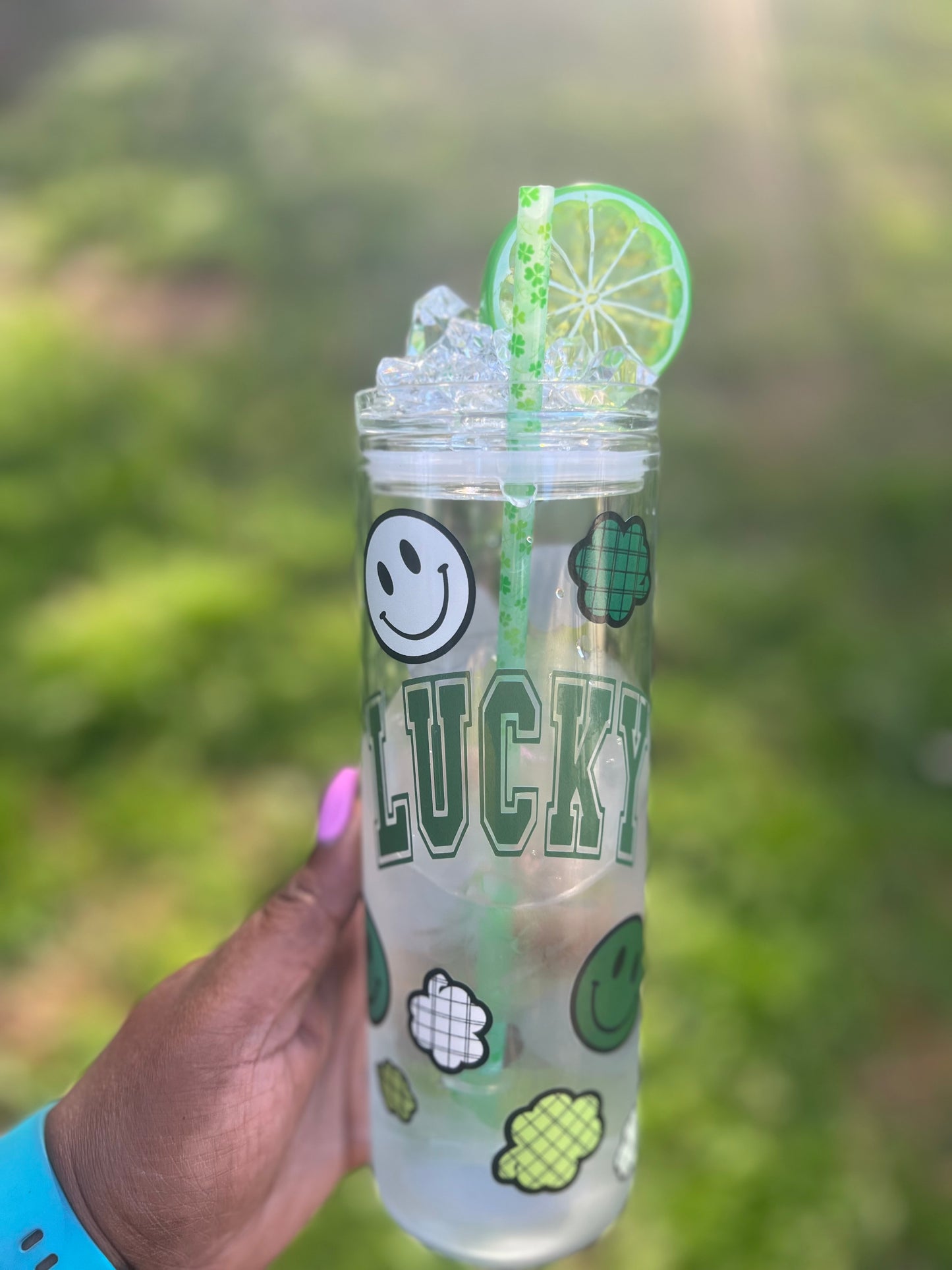 20oz Lucky glass can tumbler