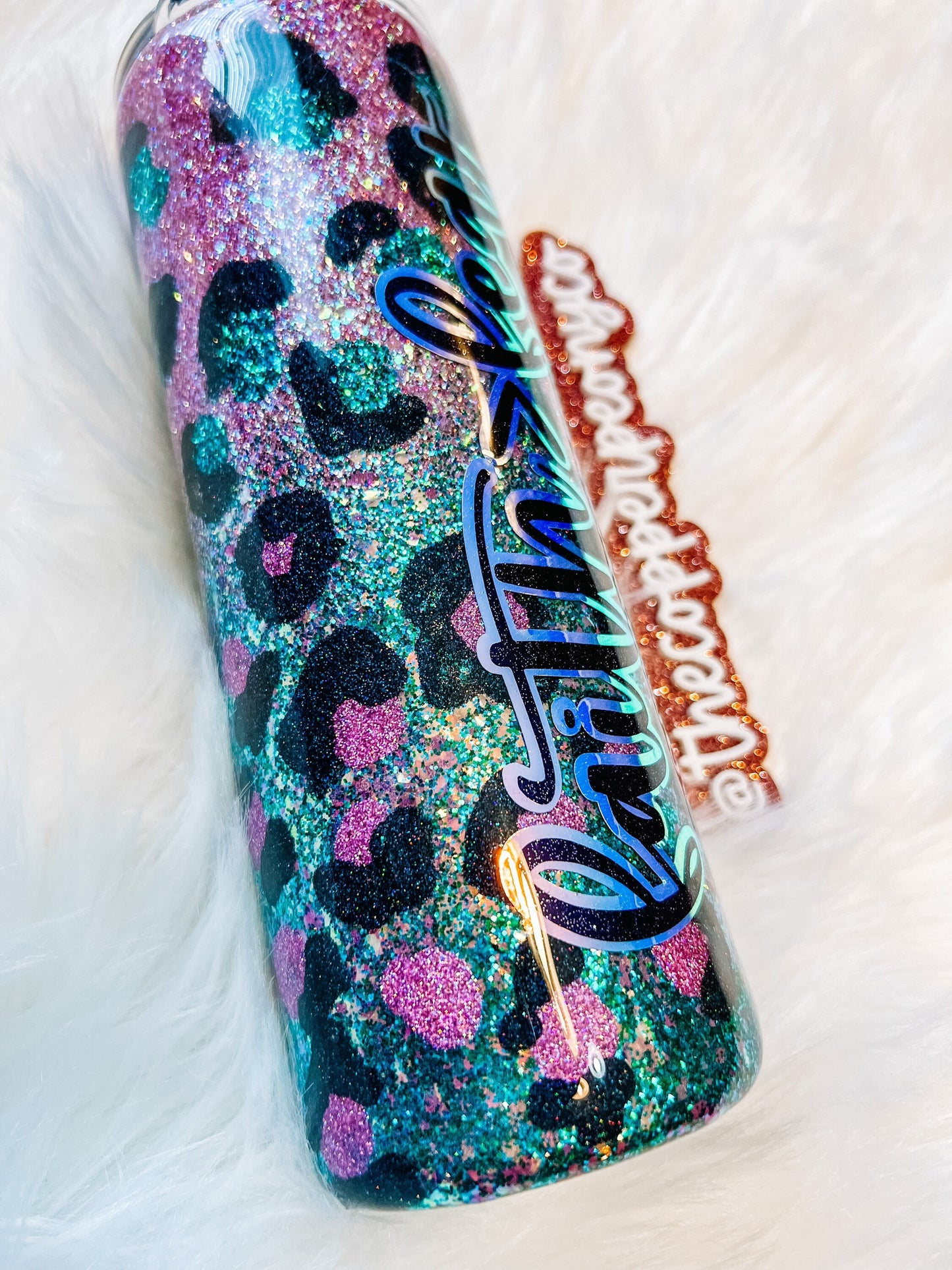 Faith over fear| Hebrews 11| leopard tumbler | Glitter tumbler