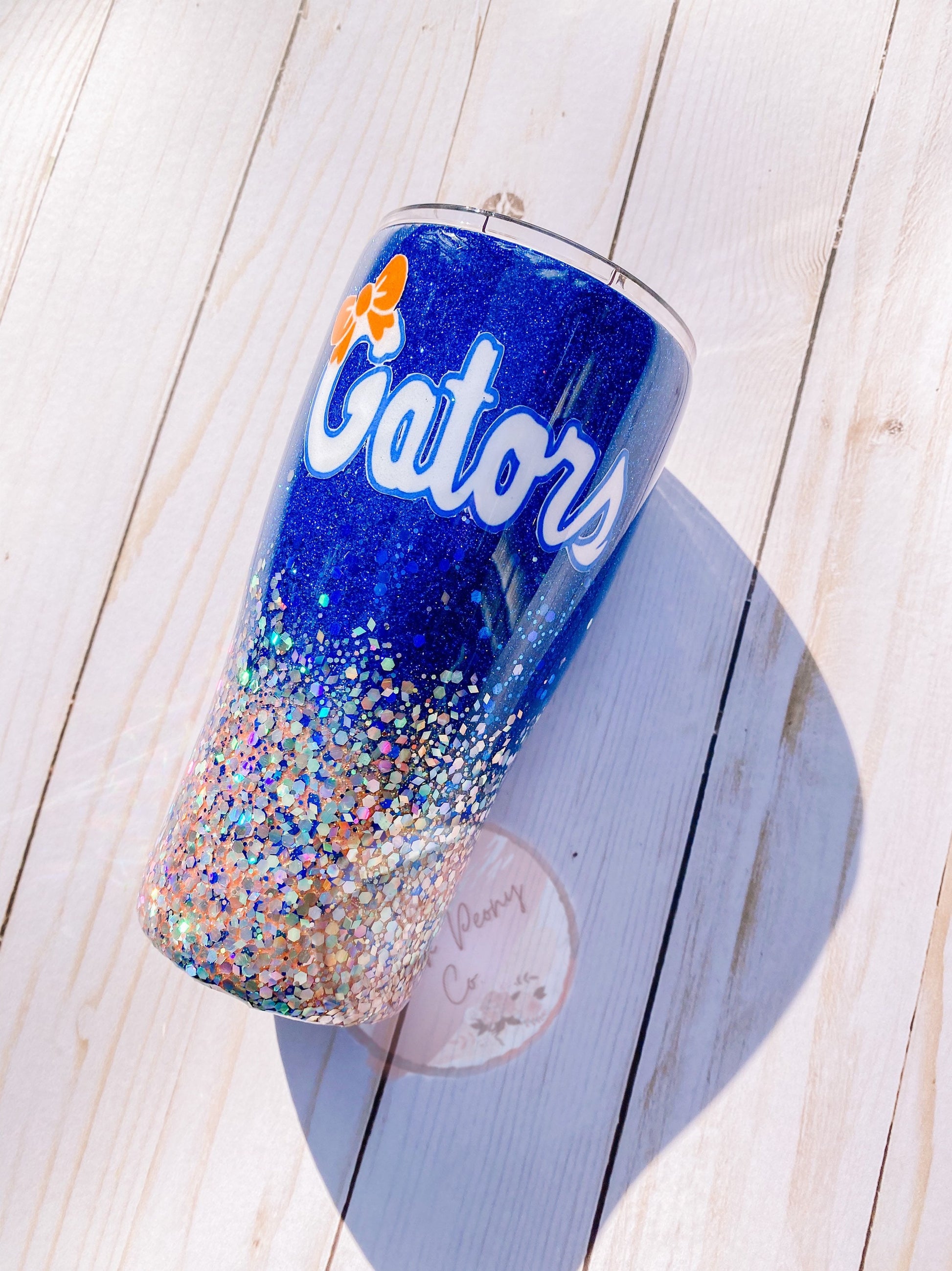 Florida Gators glittered stainless steel tumbler.