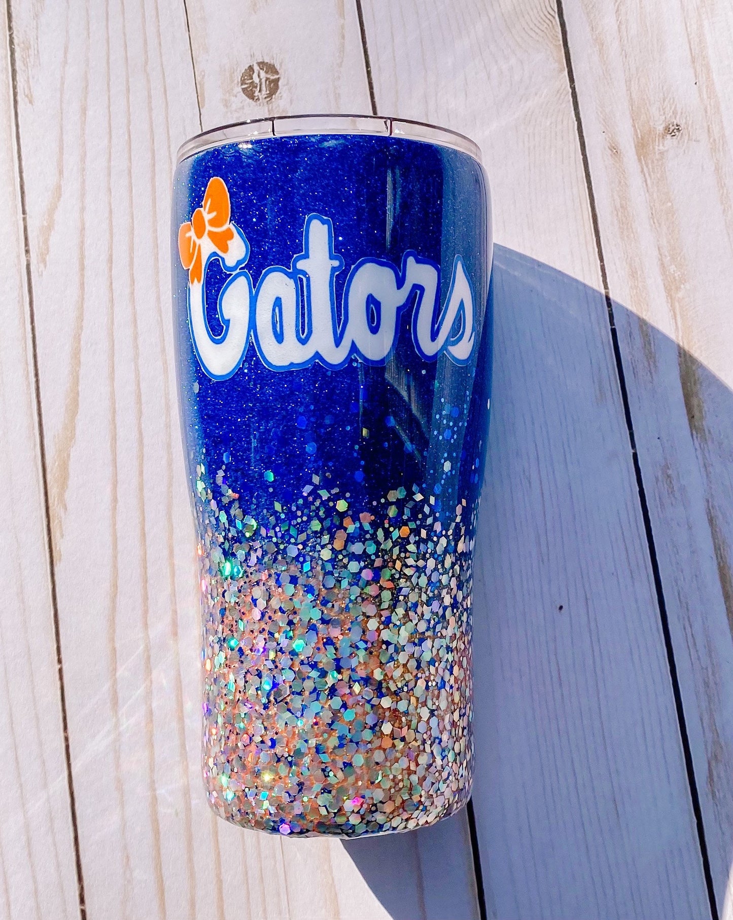 Florida Gators glittered stainless steel tumbler.