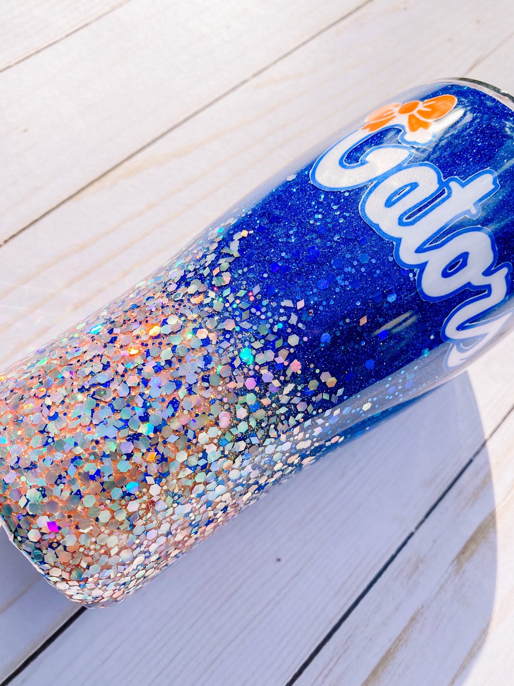 Florida Gators glittered stainless steel tumbler.