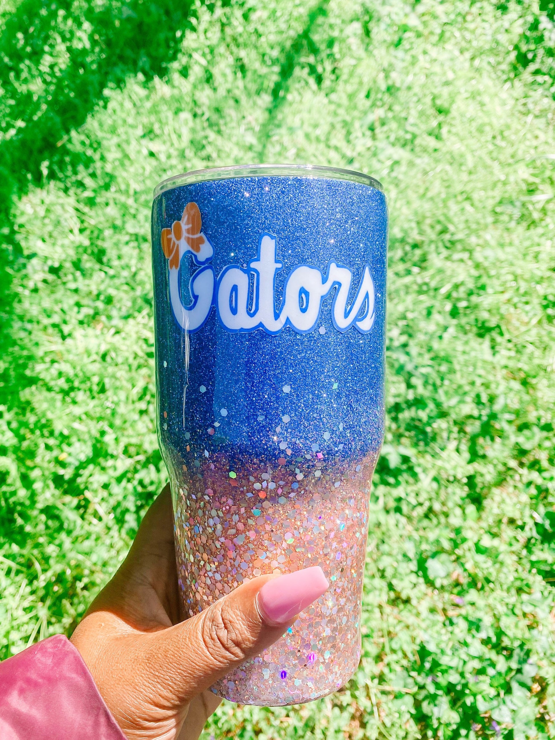 Florida Gators glittered stainless steel tumbler.